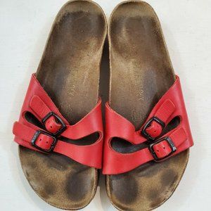 Birkenstock Stamped Red Strap Sandals Size 39
